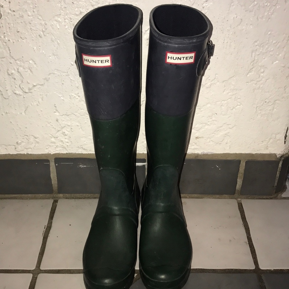 Hunter Rain Boots Forest Green & Navy Blue